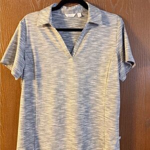 Lady Hagen Women’s Large Gray Collared Short Sleeve Top